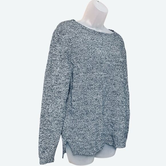 Brandy Melville One Size Navy Blue Marled Knit Pullover Sweater High Low Hem - Picture 4 of 9